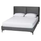 Baxton Studio Etienne Modern Slate Grey Velvet Queen Platform Bed
